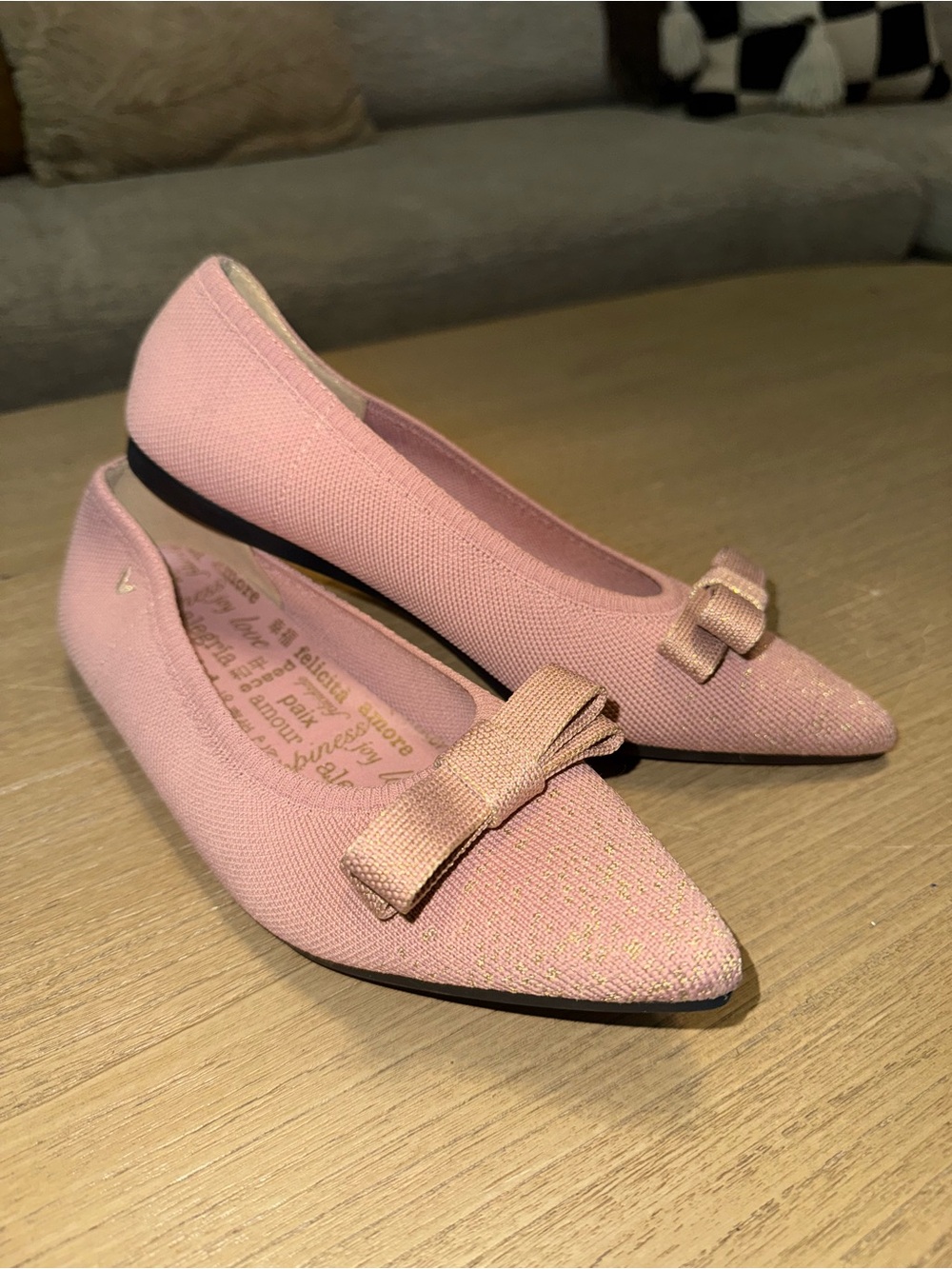 Pointed Bow Flats for Women - Light Pink